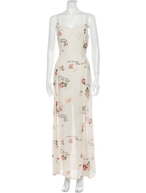 Reformation Floral Print Long Dress White