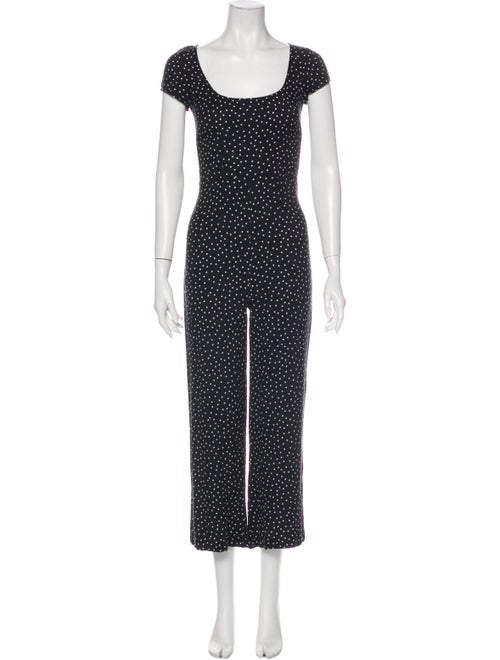 Reformation Polka Dot Print Scoop Neck Jumpsuit Bl