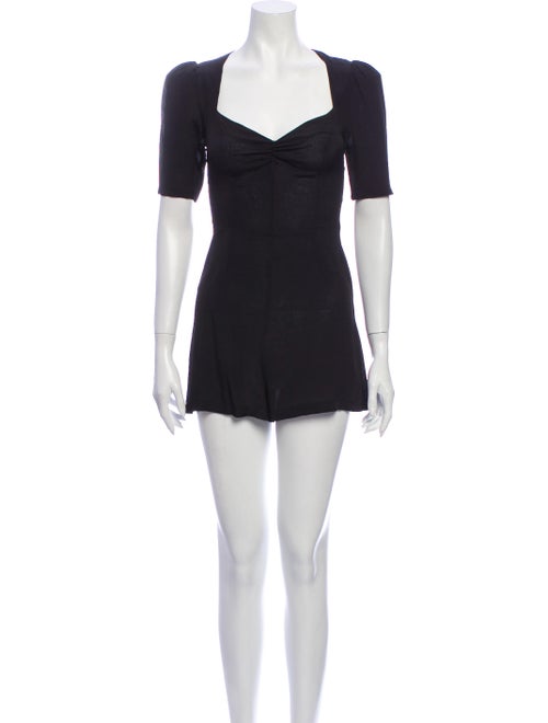 Reformation V-Neck Romper Black