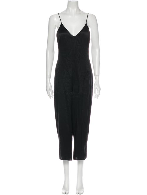 Reformation Silk V-Neck Jumpsuit Black