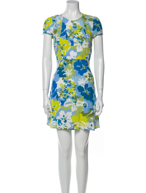 Reformation Floral Print Mini Dress Blue