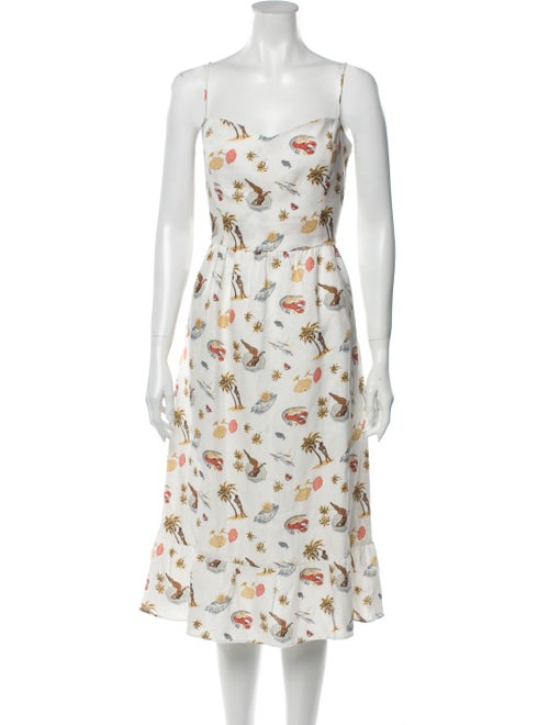 Reformation Linen Midi Length Dress White