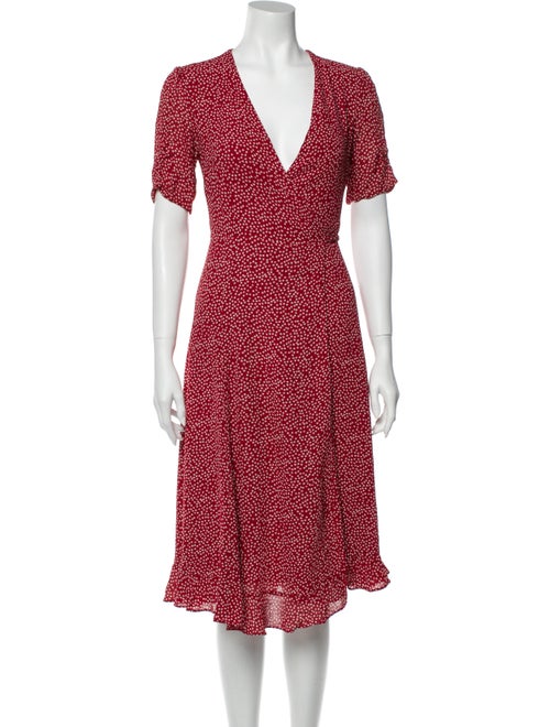 Reformation Floral Print Knee-Length Dress Red