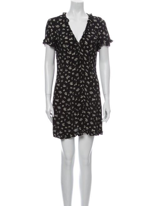Reformation Floral Print Mini Dress Black