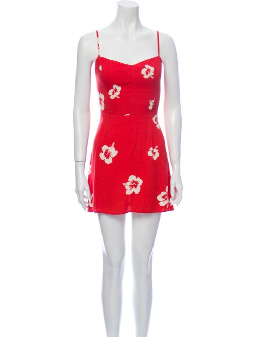 Reformation Floral Print Mini Dress Red