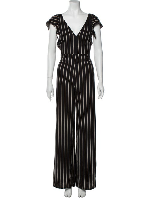 Reformation Striped V-Neck Jumpsuit Black