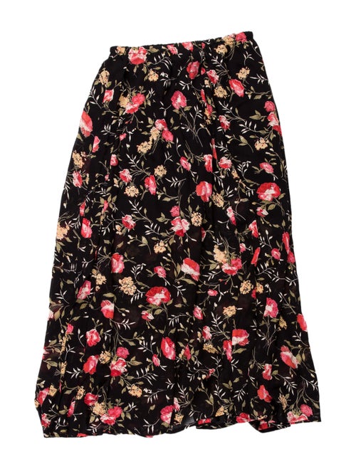 Reformation Floral Print Midi Length Skirt Black