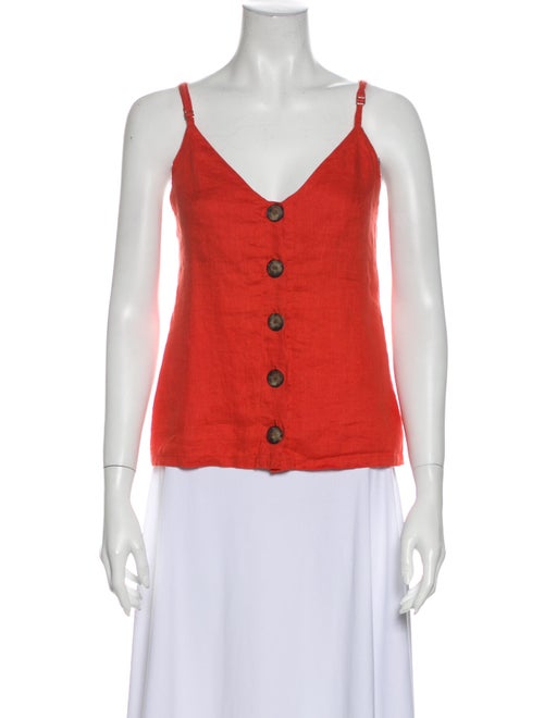 Reformation Linen V-Neck Top Orange
