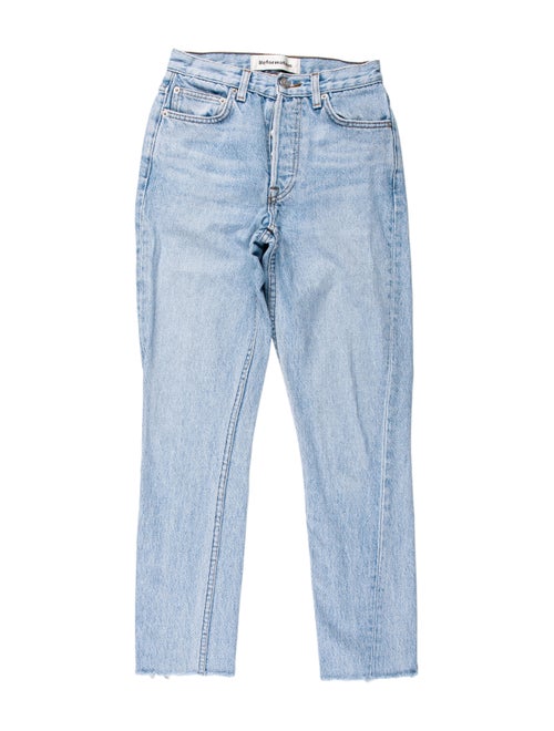 Reformation Mid-Rise Straight Leg Jeans Blue