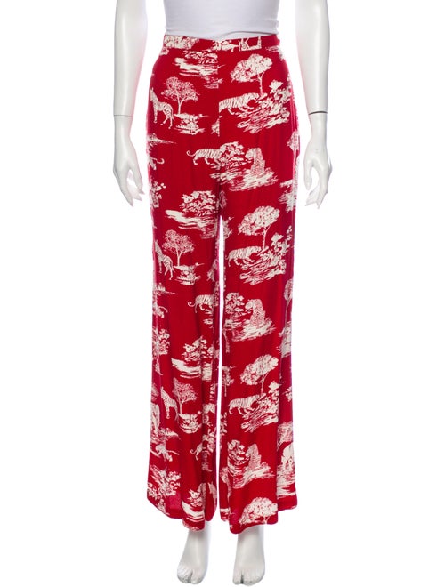 Reformation Printed Wide Leg Pants Red