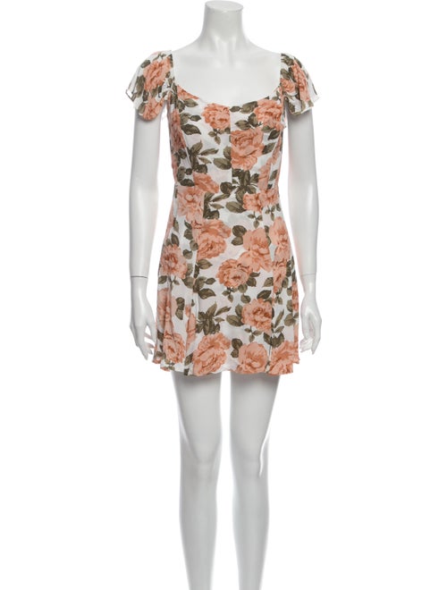 Reformation Floral Print Mini Dress White