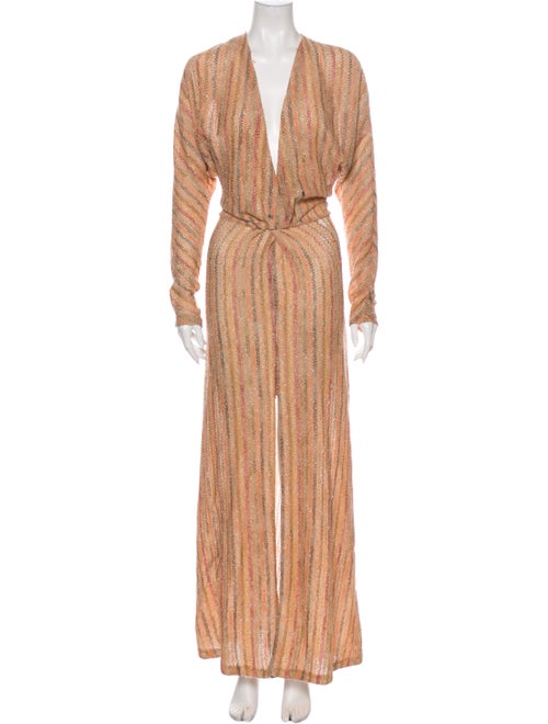 Reformation Striped Long Dress Metallic