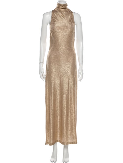 Reformation Turtleneck Long Dress Gold