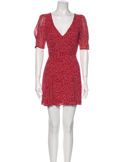 Reformation Printed Mini Dress Red