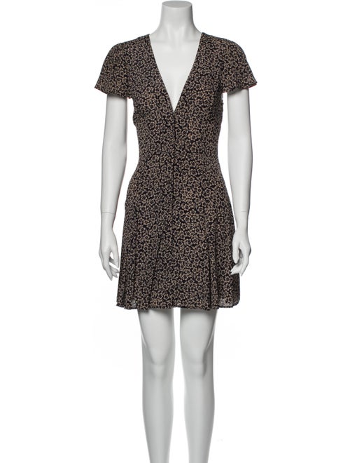Reformation Floral Print Mini Dress Black