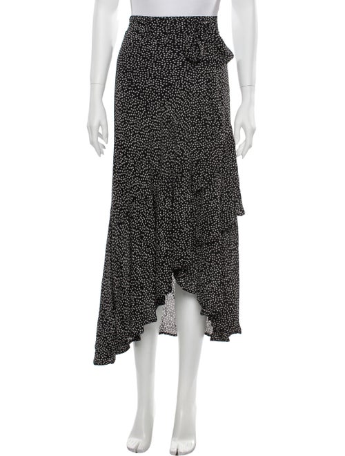 Reformation Floral Print Midi Length Skirt Black