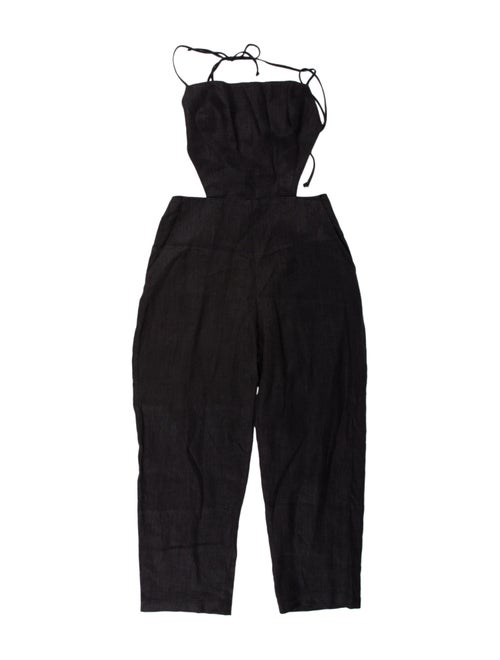 Reformation Linen Halterneck Jumpsuit Black