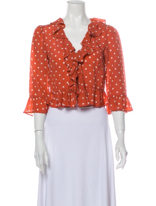 Reformation Silk Polka Dot Print Crop Top Pink