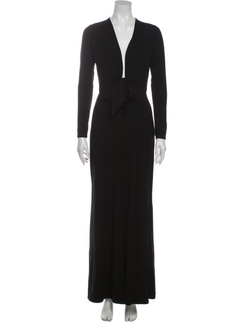 Reformation V-Neck Long Dress Black
