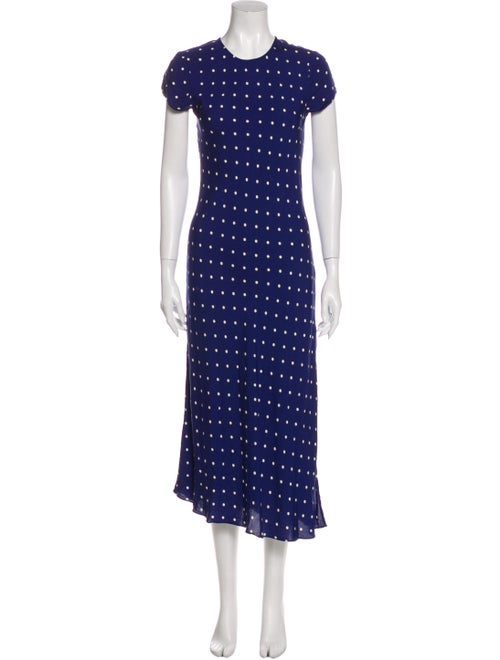 Reformation Polka Dot Print Long Dress Blue