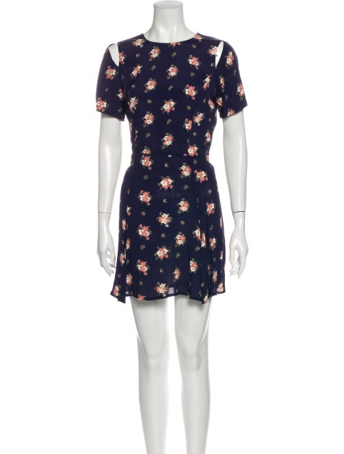 Reformation Floral Print Mini Dress Blue