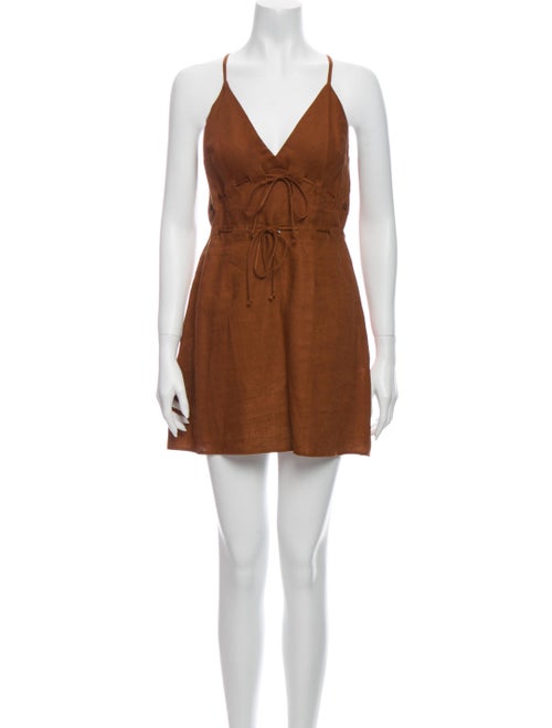 Reformation Linen Mini Dress Brown