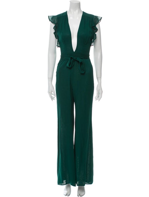 Reformation Plunge Neckline Jumpsuit Green