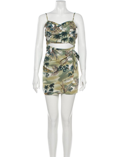 Reformation Printed Mini Dress Green