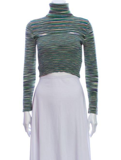 Reformation Striped Turtleneck Sweater Green