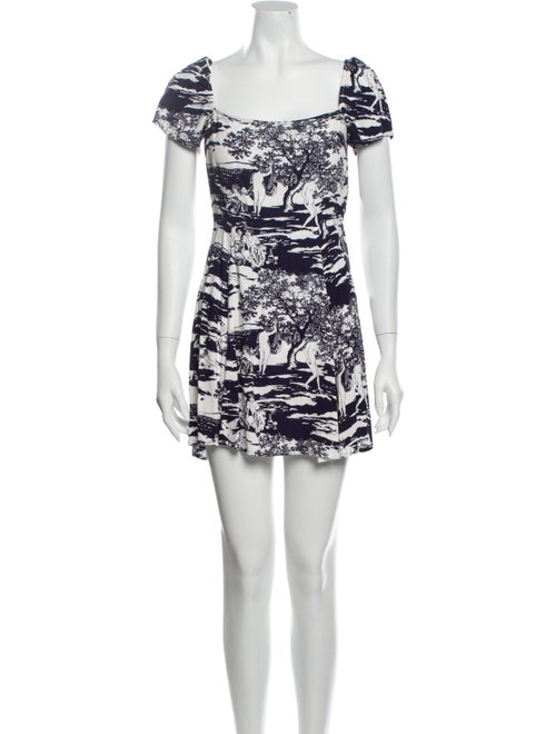Reformation Printed Mini Dress Blue
