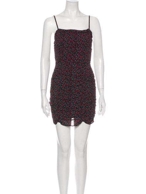 Reformation Floral Print Mini Dress Black