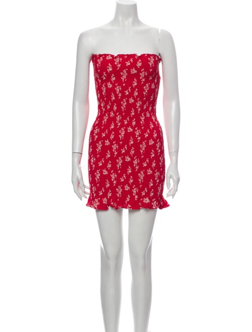 Reformation Floral Print Mini Dress Red