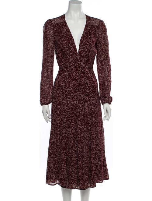 Reformation Floral Print Long Dress Red