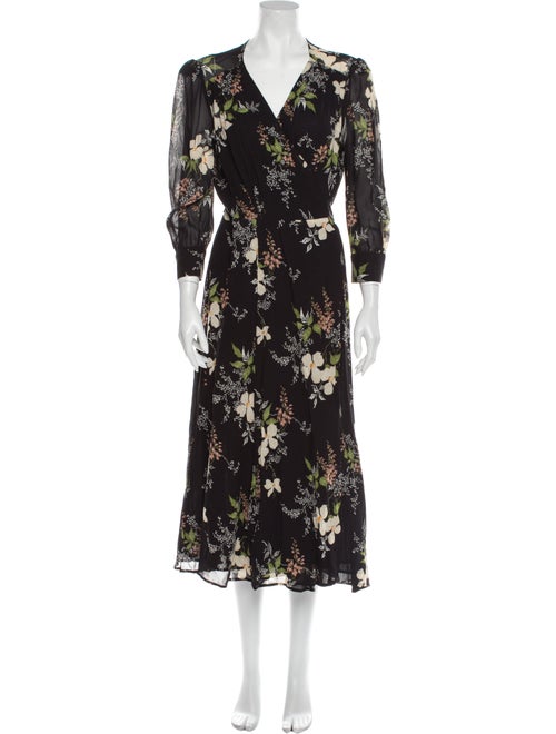 Reformation Floral Print Long Dress Black