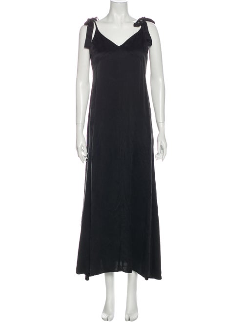 Reformation Silk Long Dress Black