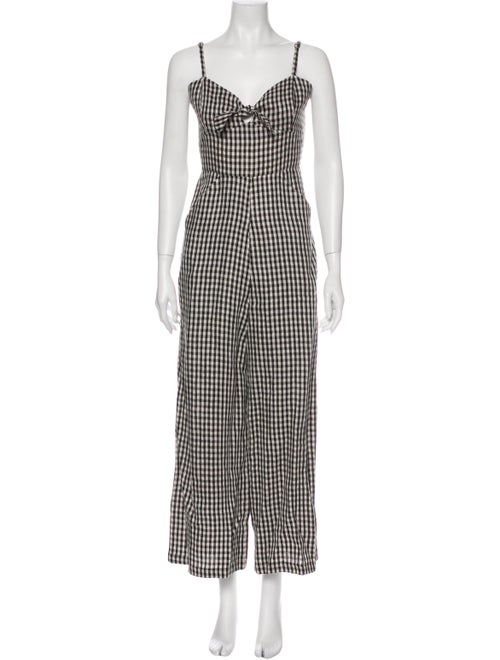 Reformation Linen Plaid Print Jumpsuit