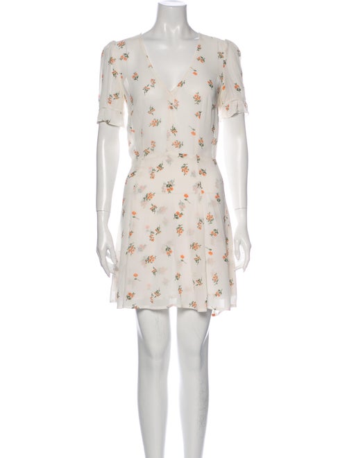Reformation Floral Print Mini Dress White