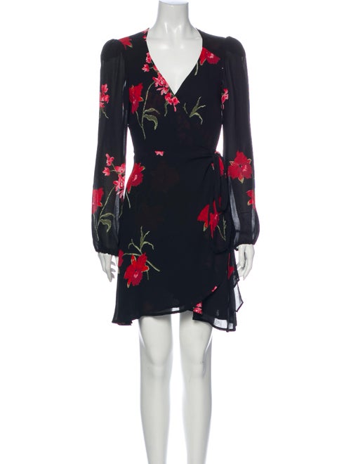 Reformation Floral Print Mini Dress Black