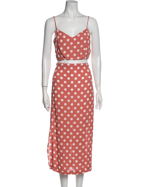 Reformation Polka Dot Print Skirt Set Pink