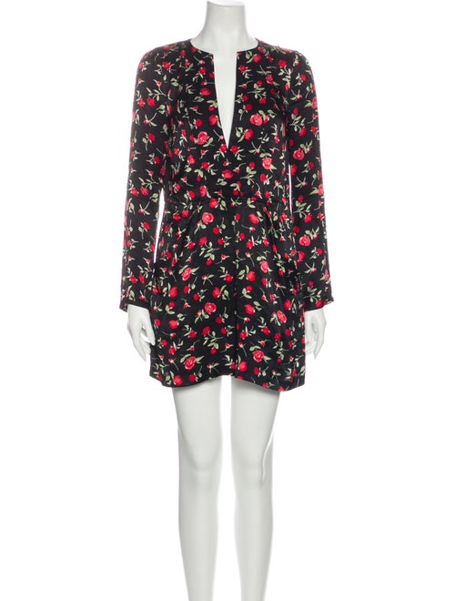 Reformation Floral Print Mini Dress Black