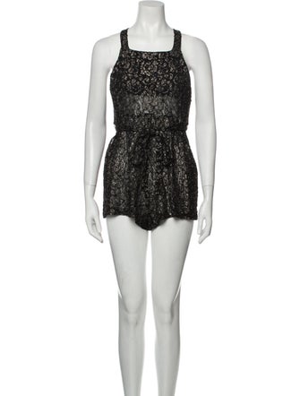 Reformation Floral Print Square Neckline Romper