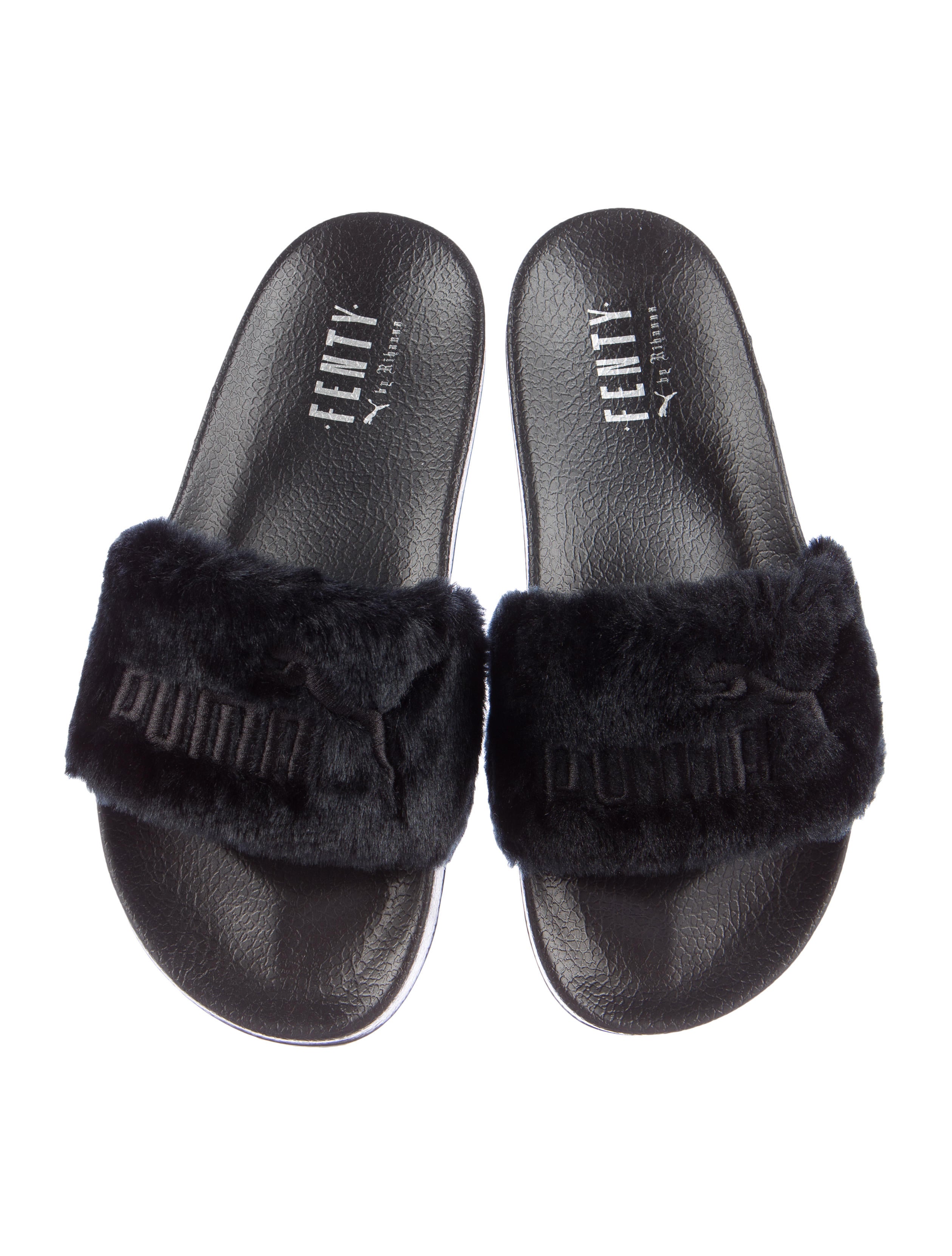 puma fenty fur slides black
