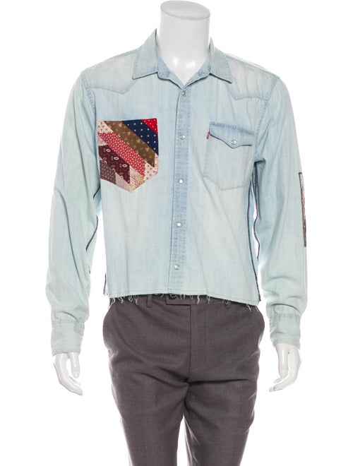 R.g. Kane Patchwork Denim Shirt blue