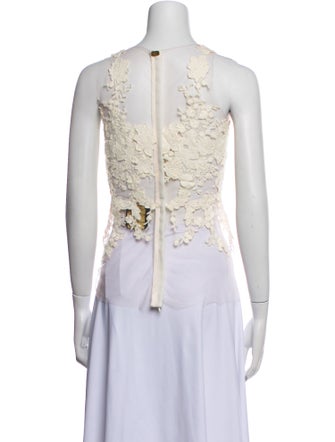 Rhea Costa Lace Pattern V-Neck Crop Top