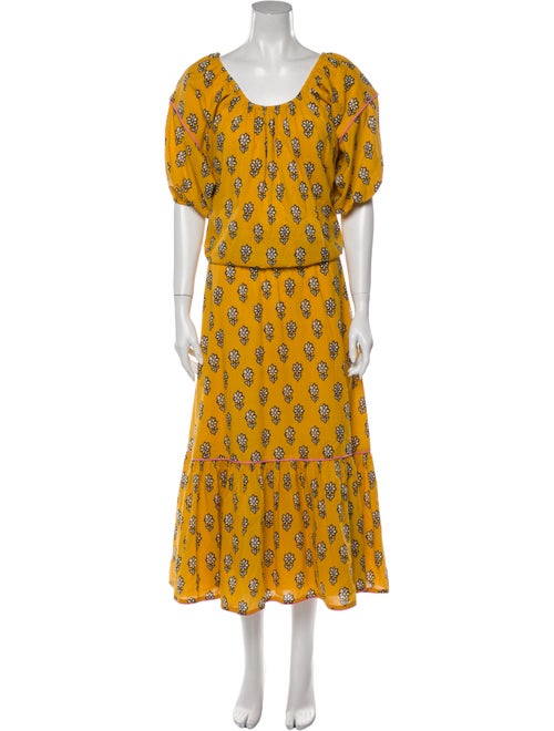 Rhode Printed Long Dress Yellow