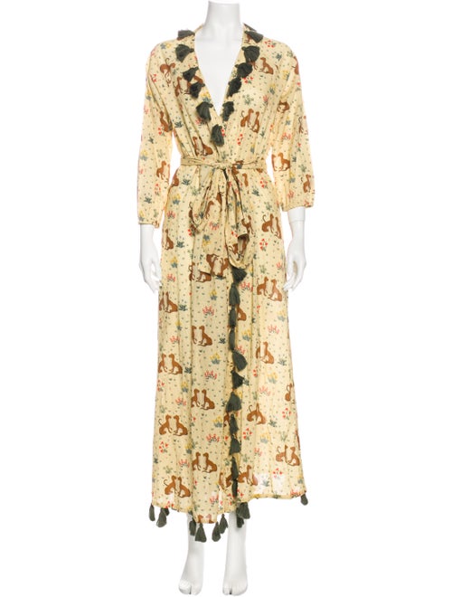 Rhode Floral Print Long Dress Yellow