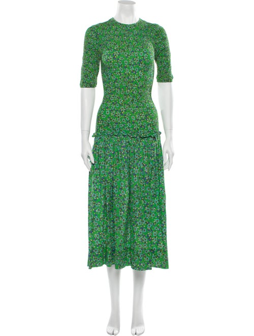 Rhode Floral Print Long Dress Green