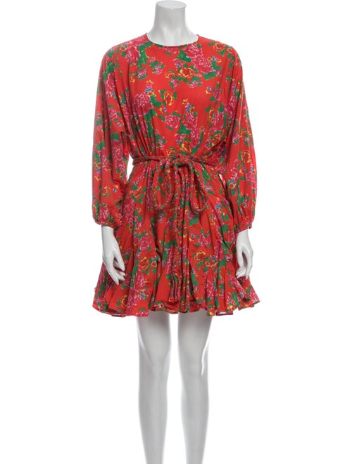 Rhode Floral Print Mini Dress Orange