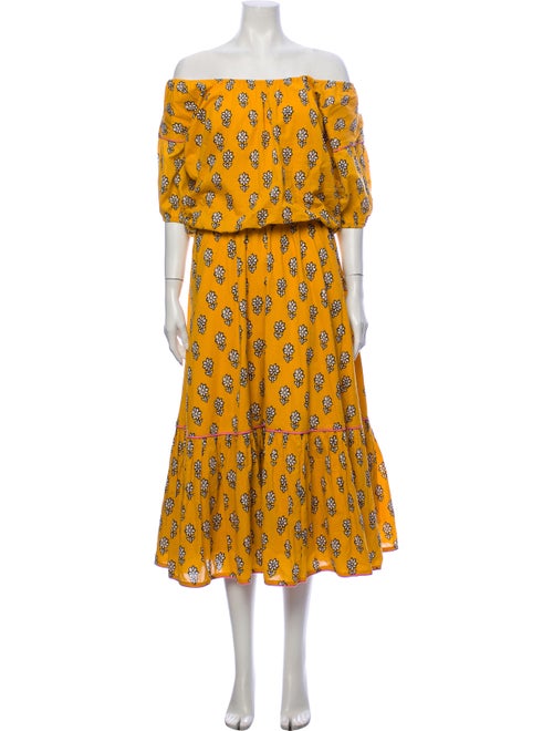 Rhode Floral Print Long Dress Yellow