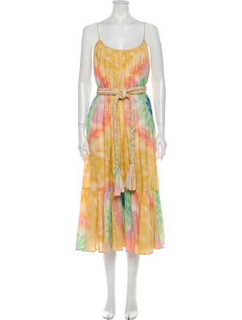 Rhode Tie-Dye Print Midi Length Dress Green